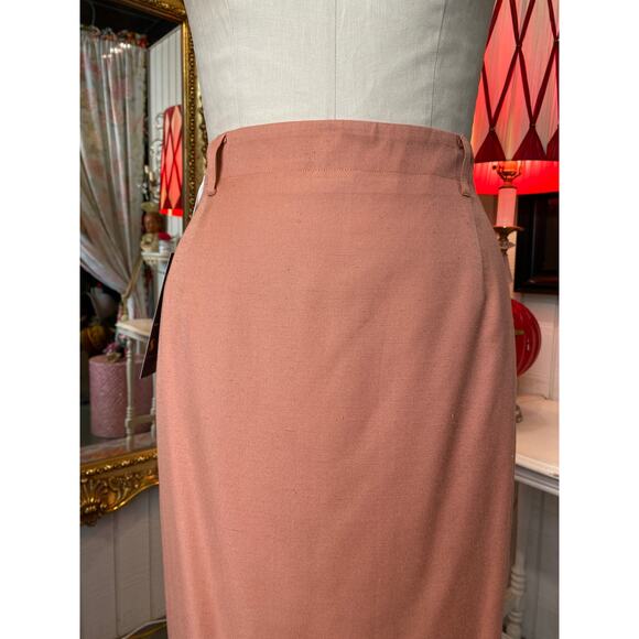 1990s talbots high waist pencil skirt apricot rayon belt loops med 29 timeless - Picture 4 of 8